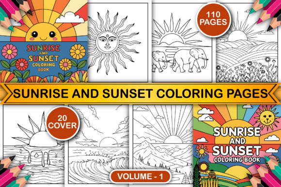 Download Sunrise and Sunset Coloring Pages V-1 - Premium Bundle