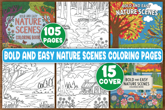Download Bold Nature Scenes Coloring Pages, Book - Premium Resources