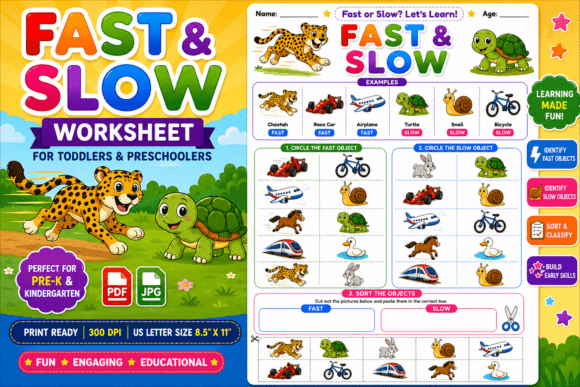 Download Preschool Fast and Slow Cut and Paste - Cut and paste Collection