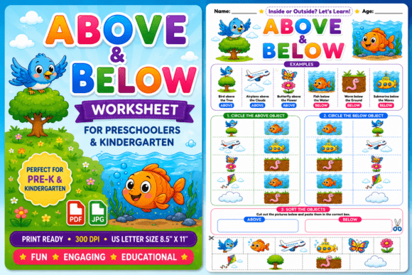 Download Preschool Above and Below Cut and Paste - Cut and paste Collection