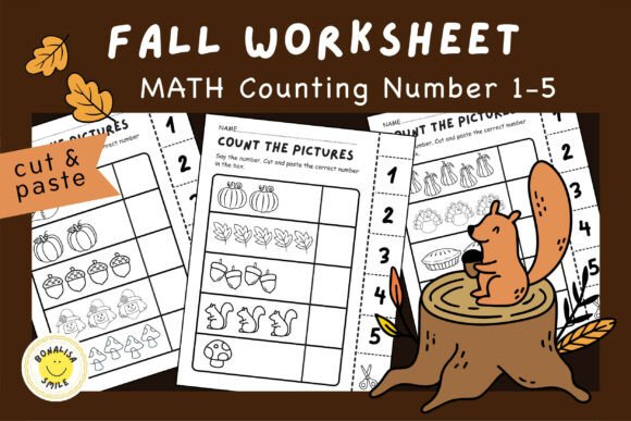 Download FALL Math Number 1-5 Cut and Paste PDF - Cut and paste Collection