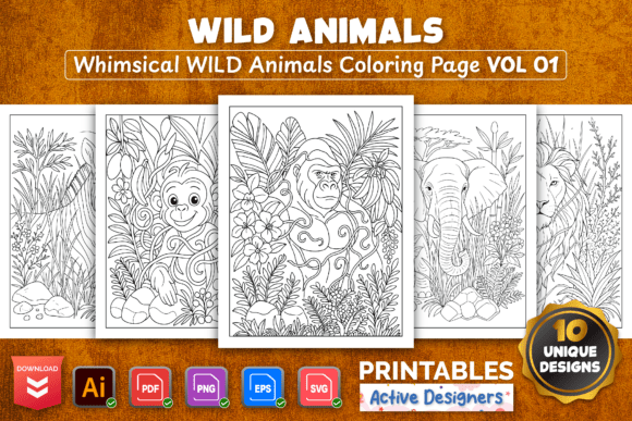 Download Wild Animal Coloring Pages – Vol 01 - Premium Bundle